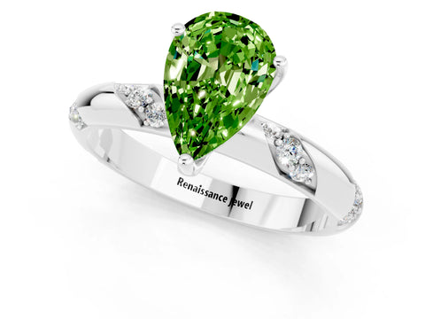 White gold Pear Cut Solitaire Diamond Engagement Ring with Twisted Pave Band and Four-Prong Setting_1