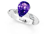White gold Pear Cut Solitaire Diamond Engagement Ring with Twisted Pave Band and Four-Prong Setting_1