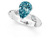 White gold Pear Cut Solitaire Diamond Engagement Ring with Twisted Pave Band and Four-Prong Setting_1