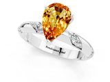 White gold Pear Cut Solitaire Diamond Engagement Ring with Twisted Pave Band and Four-Prong Setting_1