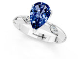 White gold Pear Cut Solitaire Diamond Engagement Ring with Twisted Pave Band and Four-Prong Setting_1
