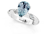 White gold Pear Cut Solitaire Diamond Engagement Ring with Twisted Pave Band and Four-Prong Setting_1
