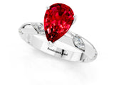 White gold Pear Cut Solitaire Diamond Engagement Ring with Twisted Pave Band and Four-Prong Setting_1