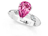 White gold Pear Cut Solitaire Diamond Engagement Ring with Twisted Pave Band and Four-Prong Setting_1