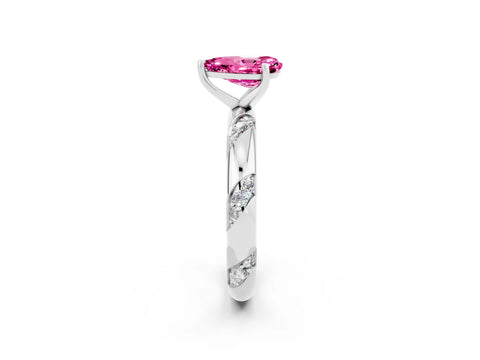 White gold Pear Cut Solitaire Diamond Engagement Ring with Twisted Pave Band and Four-Prong Setting_2