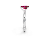 White gold Pear Cut Solitaire Diamond Engagement Ring with Twisted Pave Band and Four-Prong Setting_2