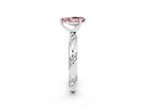 White gold Pear Cut Solitaire Diamond Engagement Ring with Twisted Pave Band and Four-Prong Setting_2