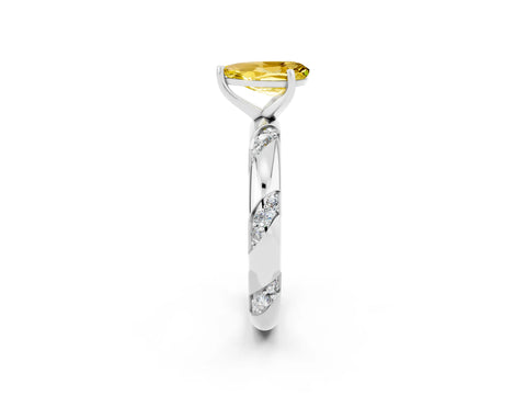 White gold Pear Cut Solitaire Diamond Engagement Ring with Twisted Pave Band and Four-Prong Setting_2