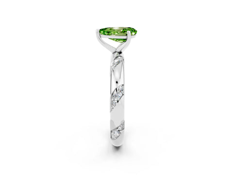 White gold Pear Cut Solitaire Diamond Engagement Ring with Twisted Pave Band and Four-Prong Setting_2