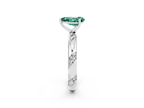 White gold Pear Cut Solitaire Diamond Engagement Ring with Twisted Pave Band and Four-Prong Setting_2