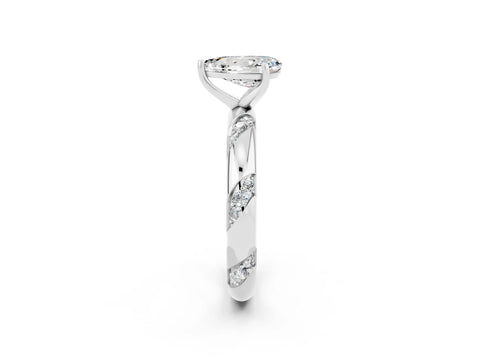White gold Pear Cut Solitaire Diamond Engagement Ring with Twisted Pave Band and Four-Prong Setting_2