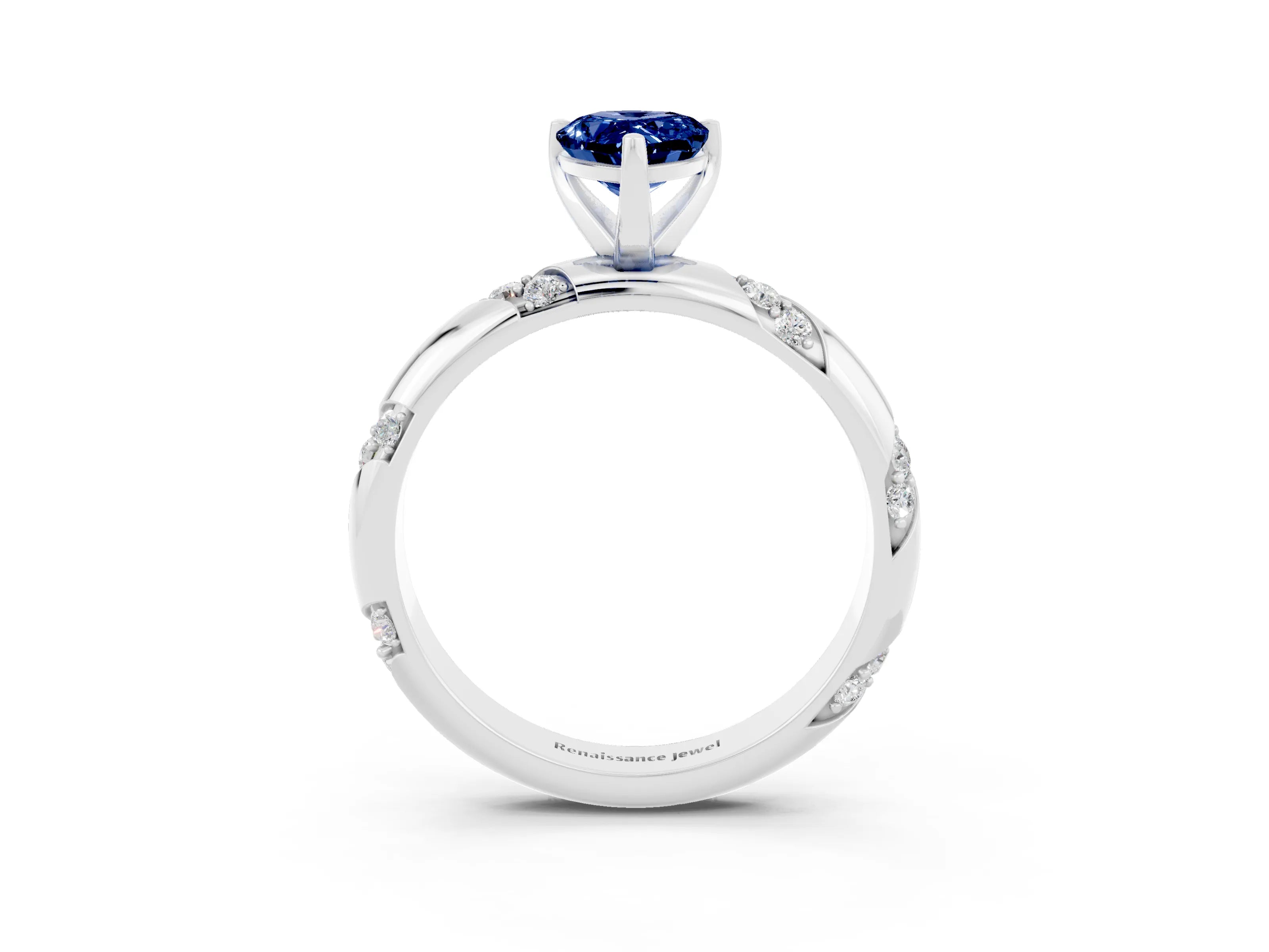 White gold Pear Cut Solitaire Diamond Engagement Ring with Twisted Pave Band and Four-Prong Setting_3