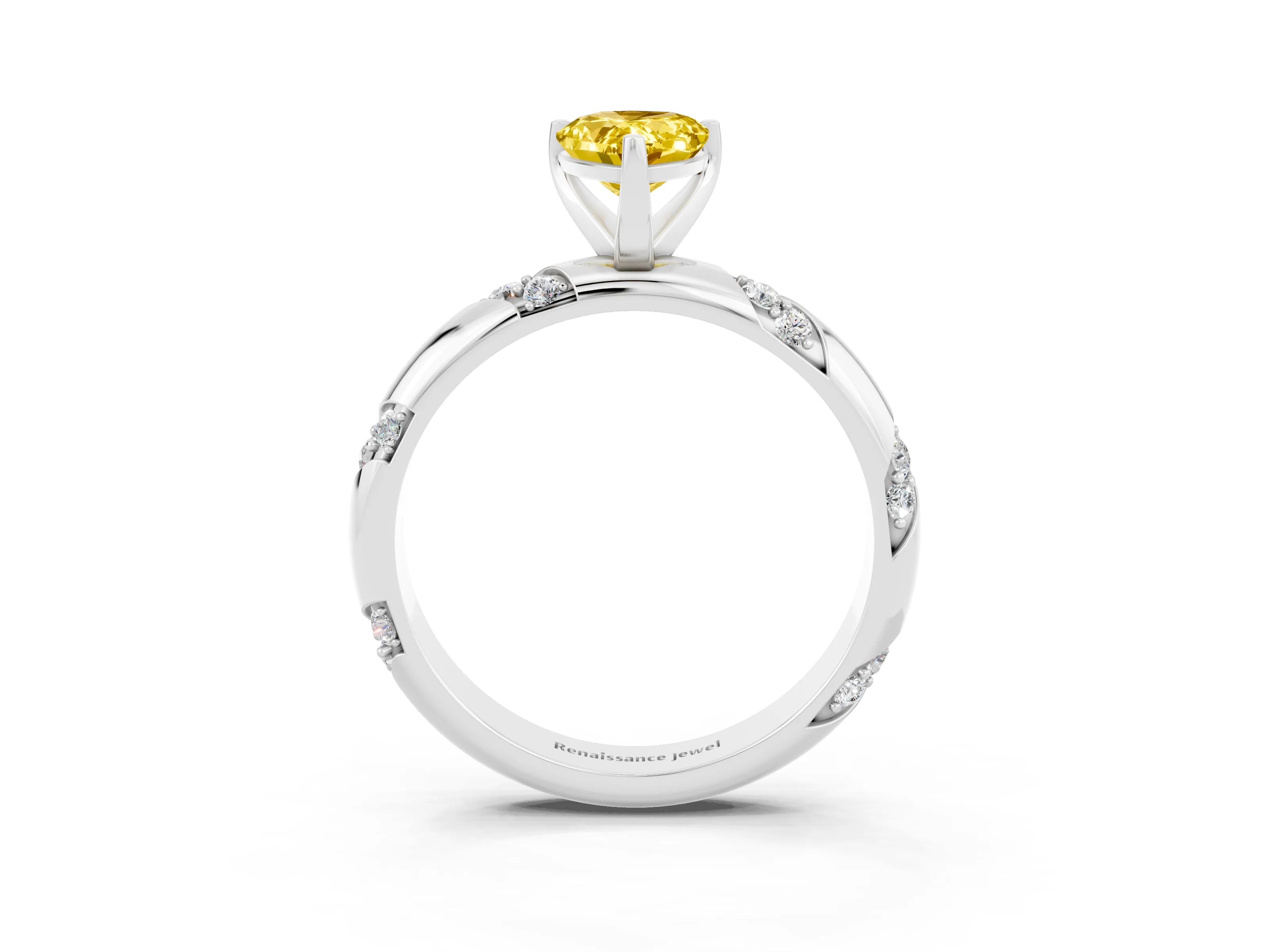 White gold Pear Cut Solitaire Diamond Engagement Ring with Twisted Pave Band and Four-Prong Setting_3