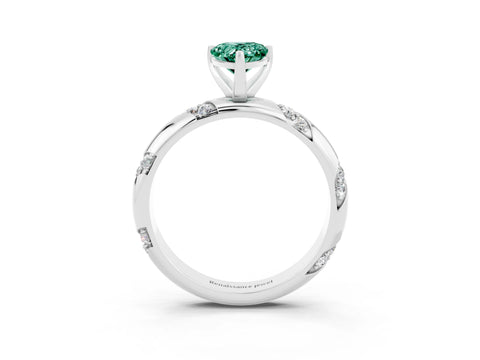 White gold Pear Cut Solitaire Diamond Engagement Ring with Twisted Pave Band and Four-Prong Setting_3