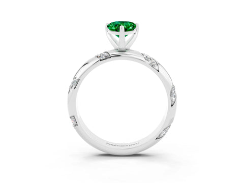 White gold Pear Cut Solitaire Diamond Engagement Ring with Twisted Pave Band and Four-Prong Setting_3