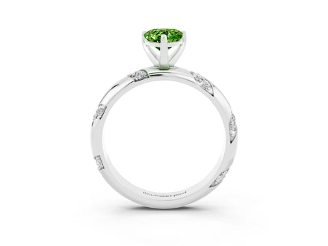 White gold Pear Cut Solitaire Diamond Engagement Ring with Twisted Pave Band and Four-Prong Setting_3