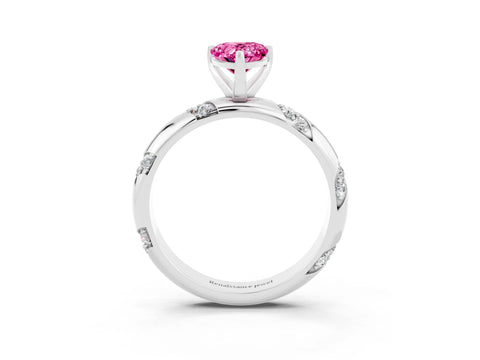White gold Pear Cut Solitaire Diamond Engagement Ring with Twisted Pave Band and Four-Prong Setting_3