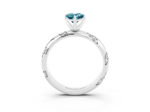 White gold Pear Cut Solitaire Diamond Engagement Ring with Twisted Pave Band and Four-Prong Setting_3