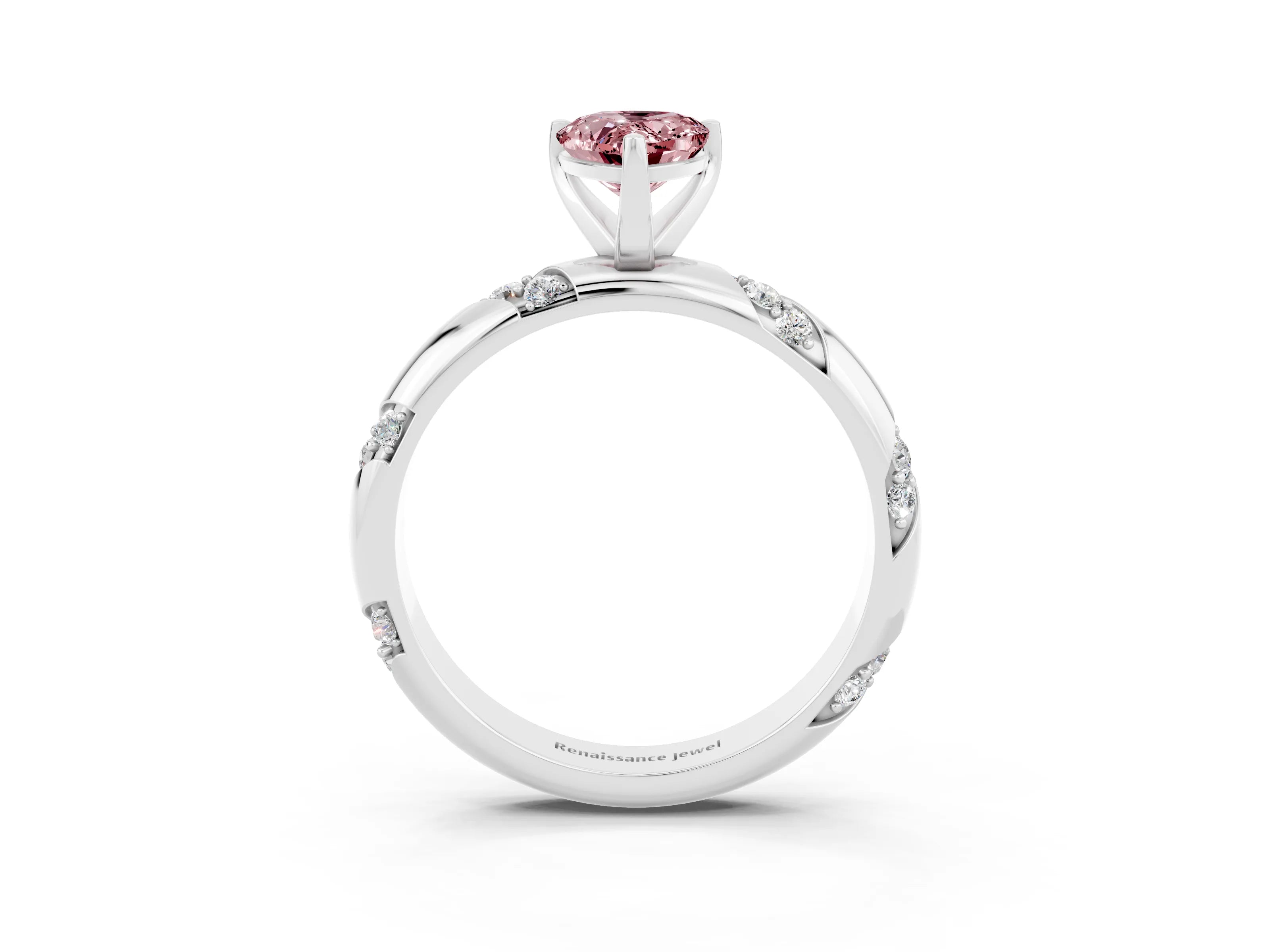 White gold Pear Cut Solitaire Diamond Engagement Ring with Twisted Pave Band and Four-Prong Setting_3