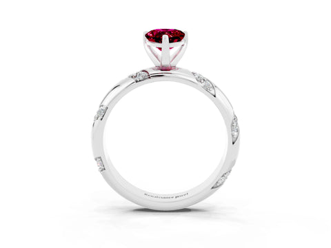 White gold Pear Cut Solitaire Diamond Engagement Ring with Twisted Pave Band and Four-Prong Setting_3