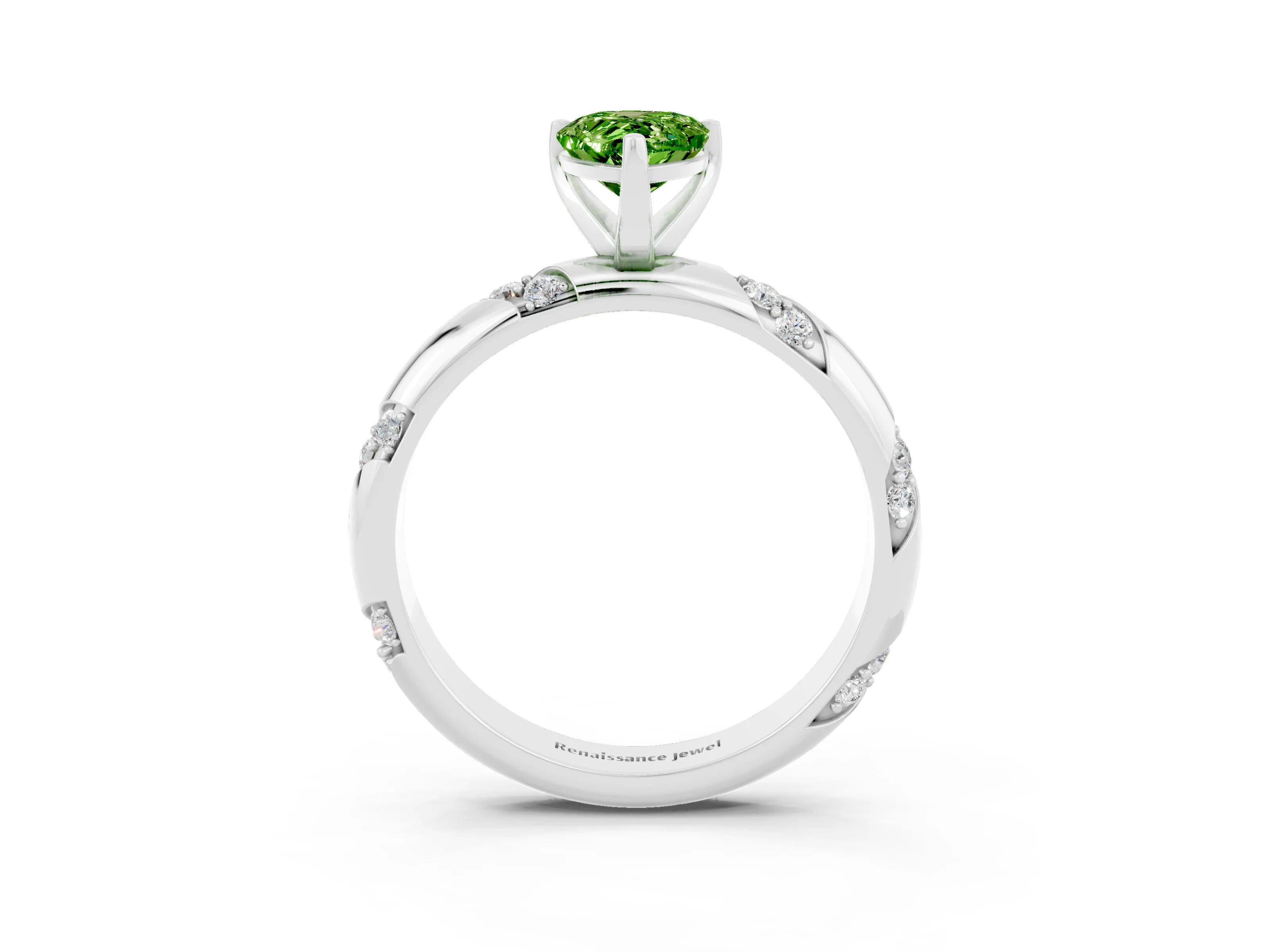 White gold Pear Cut Solitaire Diamond Engagement Ring with Twisted Pave Band and Four-Prong Setting_3
