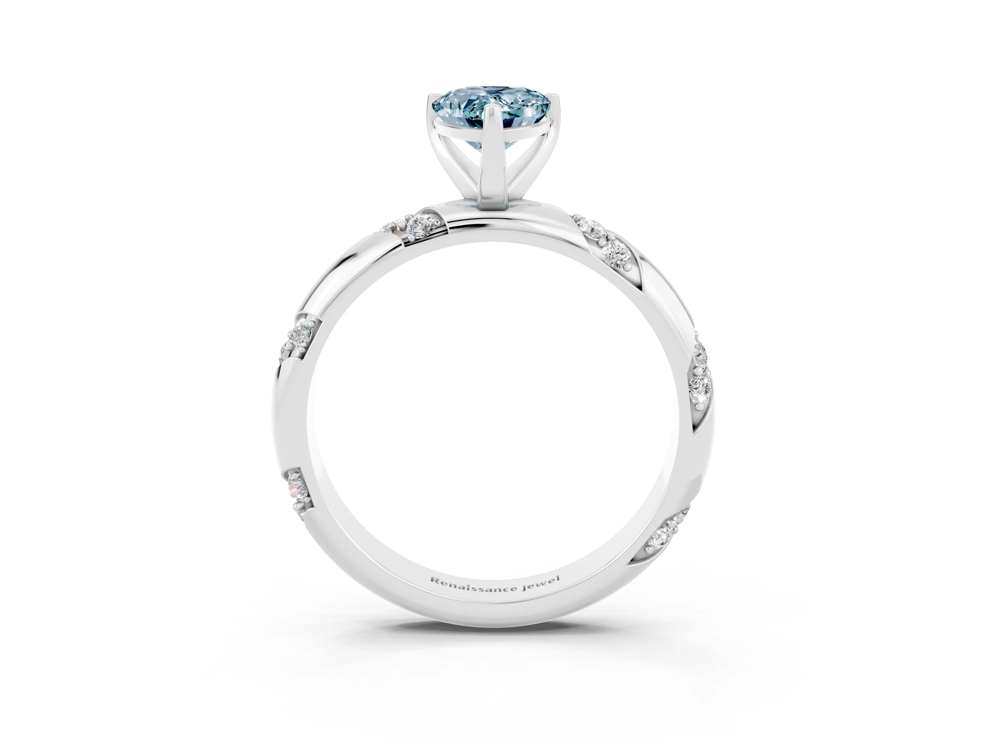 White gold Pear Cut Solitaire Diamond Engagement Ring with Twisted Pave Band and Four-Prong Setting_3