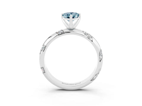 White gold Pear Cut Solitaire Diamond Engagement Ring with Twisted Pave Band and Four-Prong Setting_3