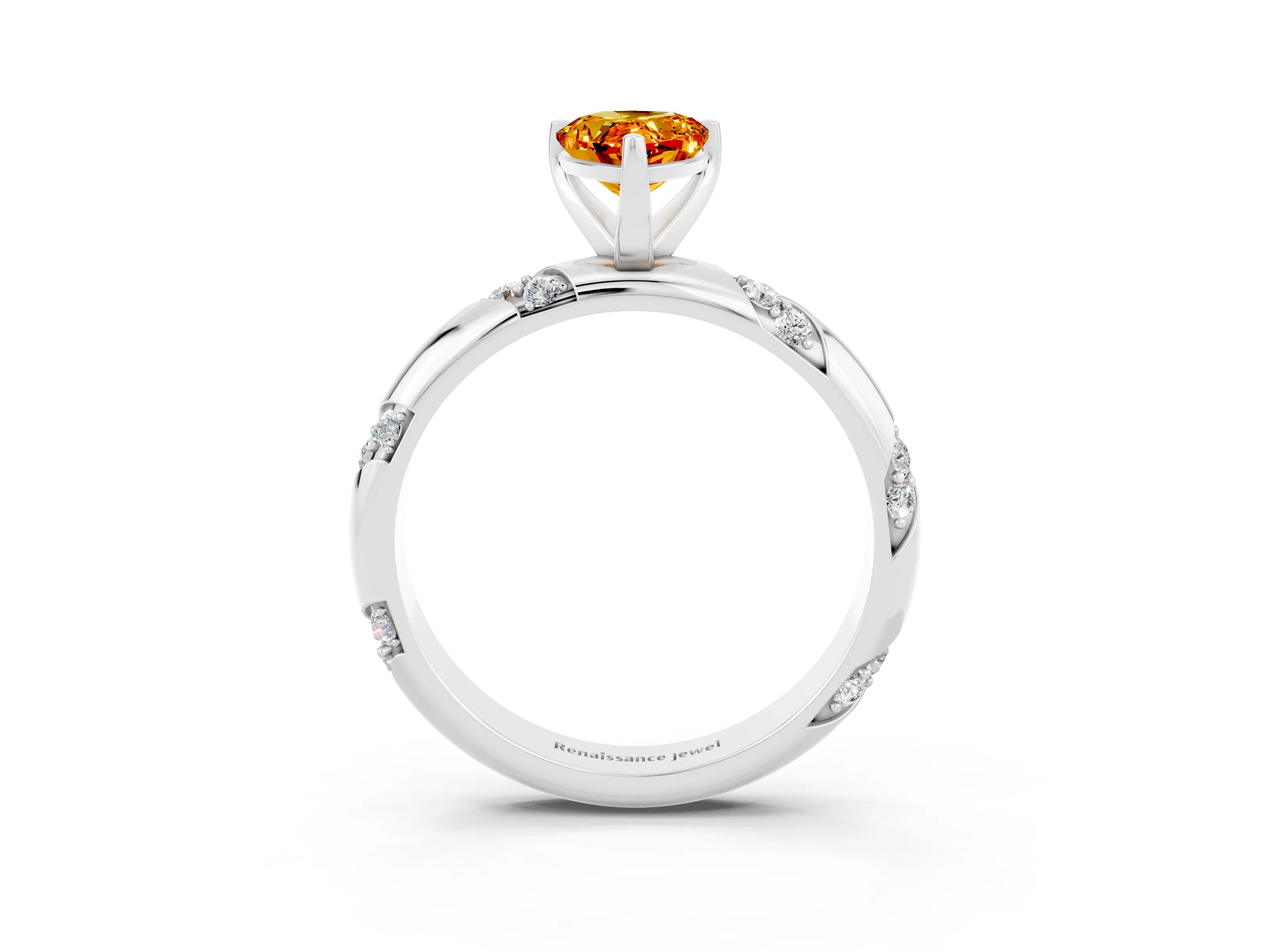 White gold Pear Cut Solitaire Diamond Engagement Ring with Twisted Pave Band and Four-Prong Setting_3