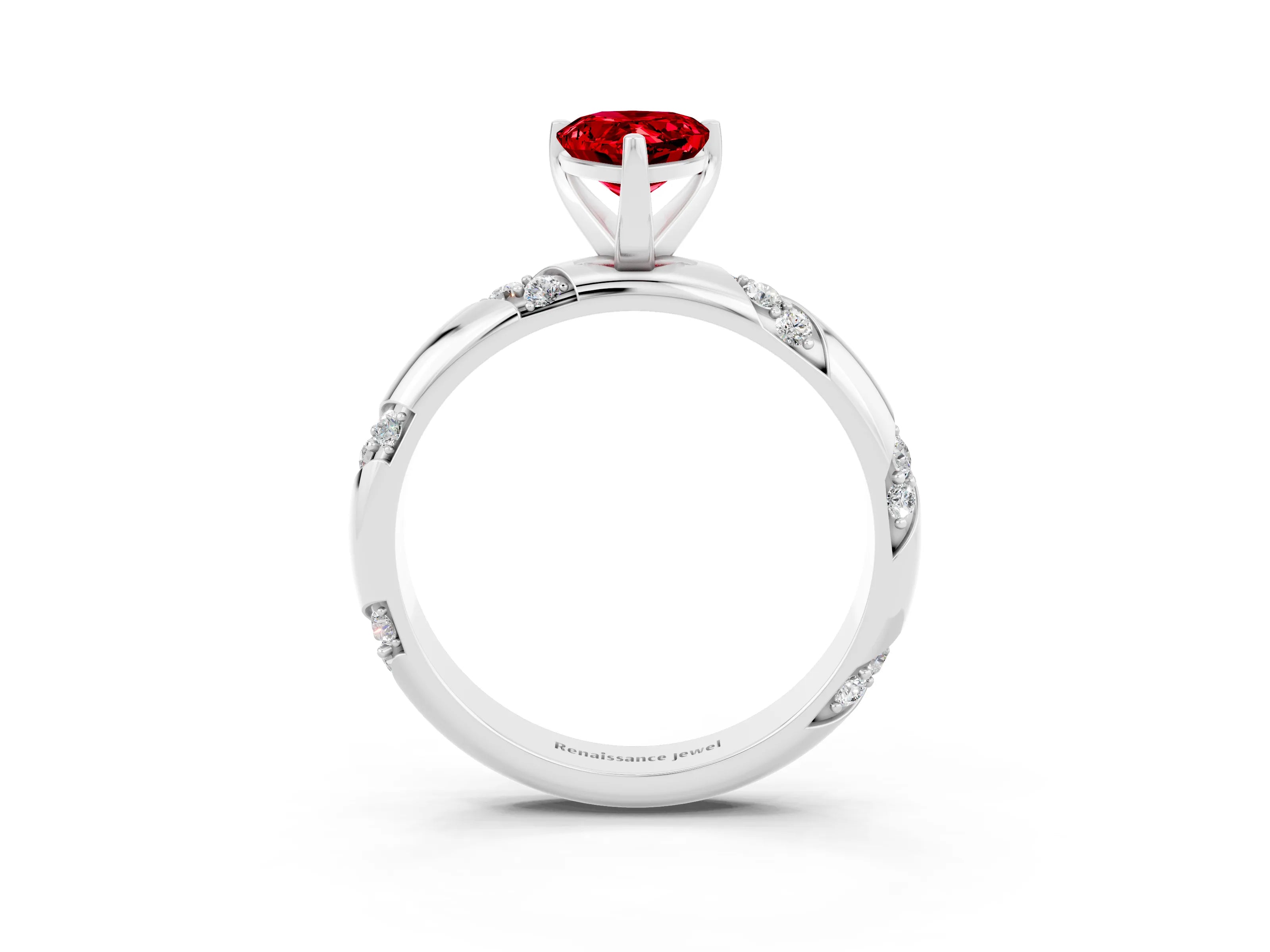 White gold Pear Cut Solitaire Diamond Engagement Ring with Twisted Pave Band and Four-Prong Setting_3