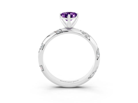 White gold Pear Cut Solitaire Diamond Engagement Ring with Twisted Pave Band and Four-Prong Setting_3