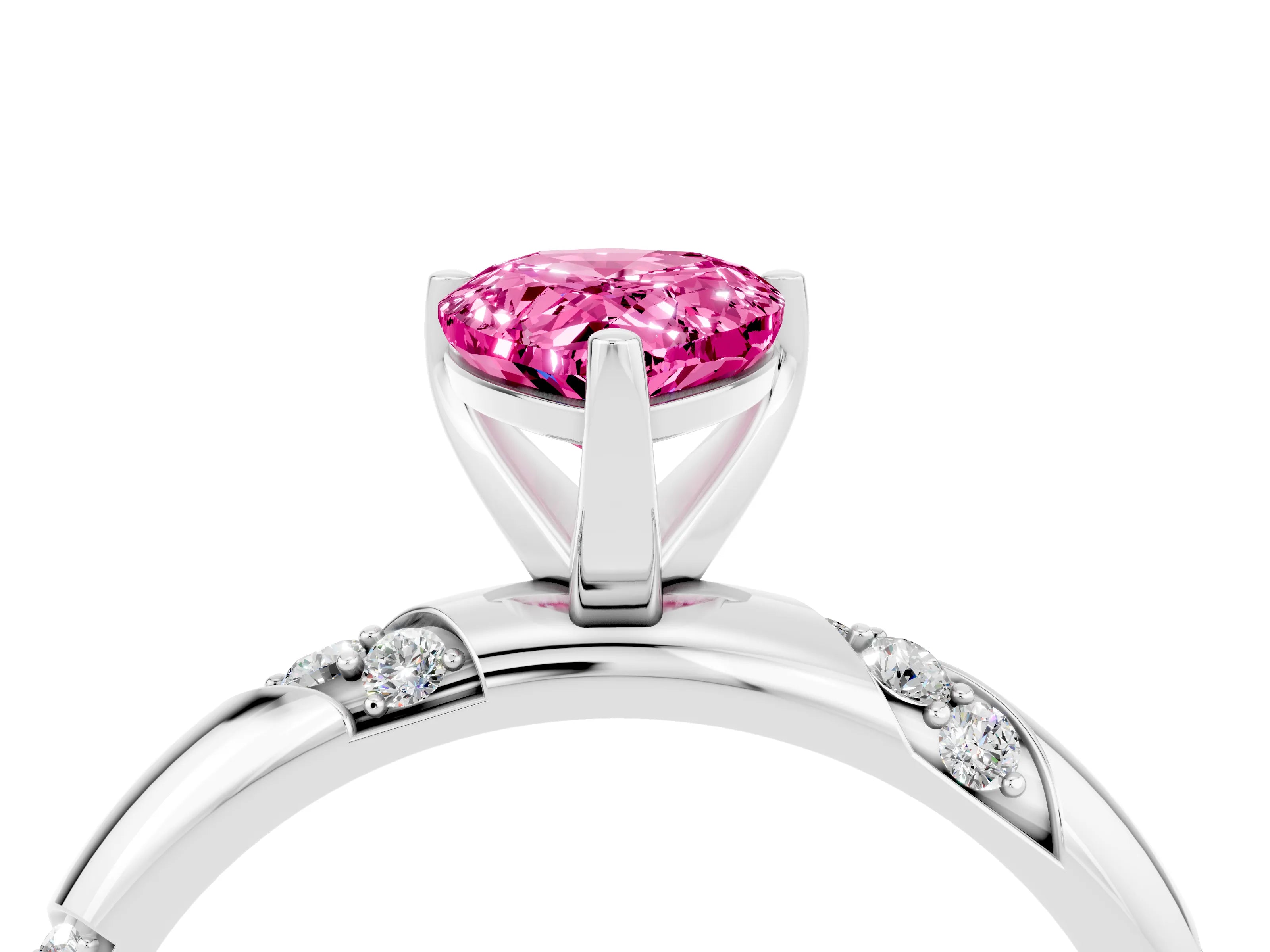 White gold Pear Cut Solitaire Diamond Engagement Ring with Twisted Pave Band and Four-Prong Setting_4
