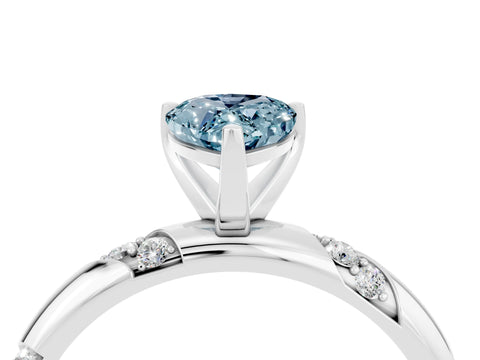 White gold Pear Cut Solitaire Diamond Engagement Ring with Twisted Pave Band and Four-Prong Setting_4