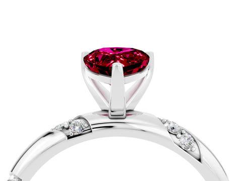 White gold Pear Cut Solitaire Diamond Engagement Ring with Twisted Pave Band and Four-Prong Setting_4