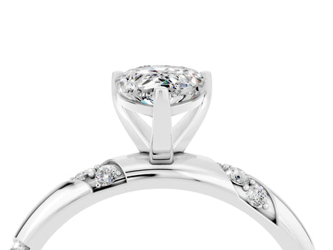 White gold Pear Cut Solitaire Diamond Engagement Ring with Twisted Pave Band and Four-Prong Setting_4