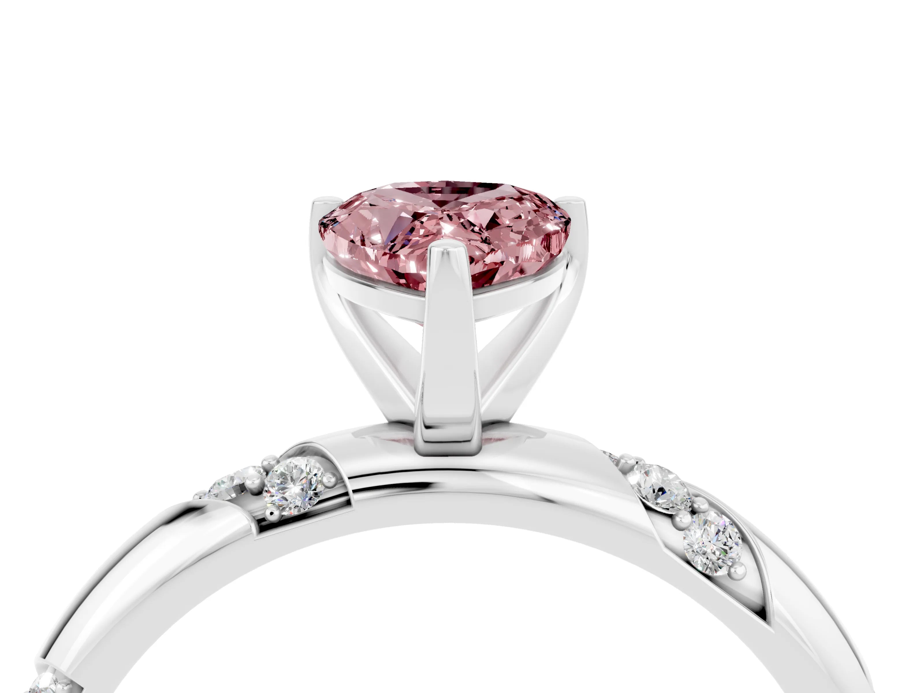 White gold Pear Cut Solitaire Diamond Engagement Ring with Twisted Pave Band and Four-Prong Setting_4