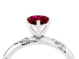 White gold Pear Cut Solitaire Diamond Engagement Ring with Twisted Pave Band and Four-Prong Setting_4