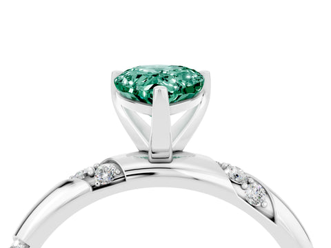 White gold Pear Cut Solitaire Diamond Engagement Ring with Twisted Pave Band and Four-Prong Setting_4