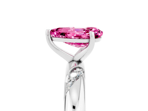 White gold Pear Cut Solitaire Diamond Engagement Ring with Twisted Pave Band and Four-Prong Setting_5