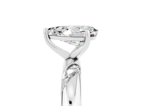 White gold Pear Cut Solitaire Diamond Engagement Ring with Twisted Pave Band and Four-Prong Setting_5