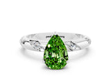White gold Pear Cut Solitaire Diamond Engagement Ring with Twisted Pave Band and Four-Prong Setting