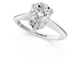 White gold Pear Cut Solitaire Diamond Ring with Six-Prong Setting and Classic Band_128