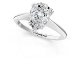 White gold Pear Cut Solitaire Diamond Ring with Six-Prong Setting and Classic Band_1624