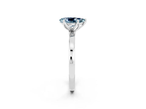 White gold Pear Cut Solitaire Diamond Ring with Thin Band and Four-Prong Setting_2