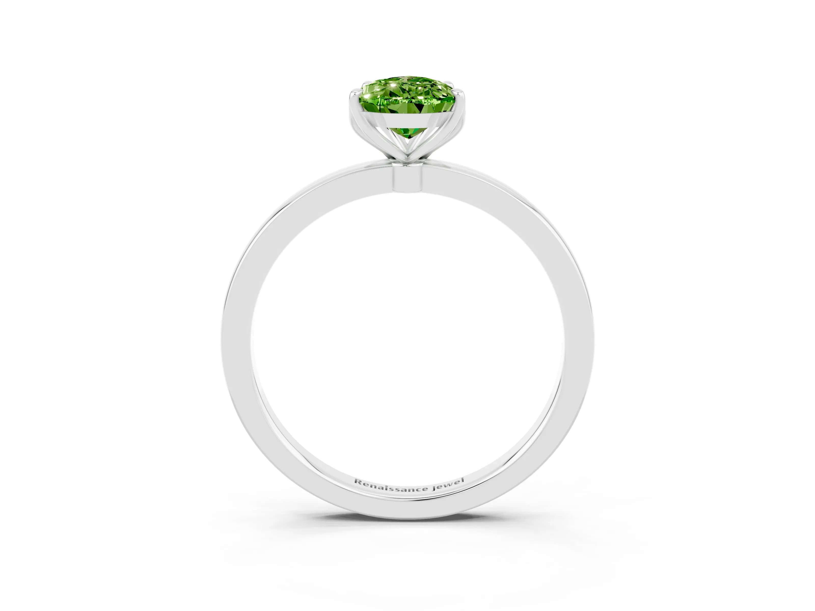 White gold Pear Cut Solitaire Diamond Ring with Thin Band and Four-Prong Setting_3