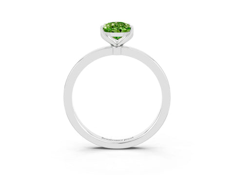 White gold Pear Cut Solitaire Diamond Ring with Thin Band and Four-Prong Setting_3