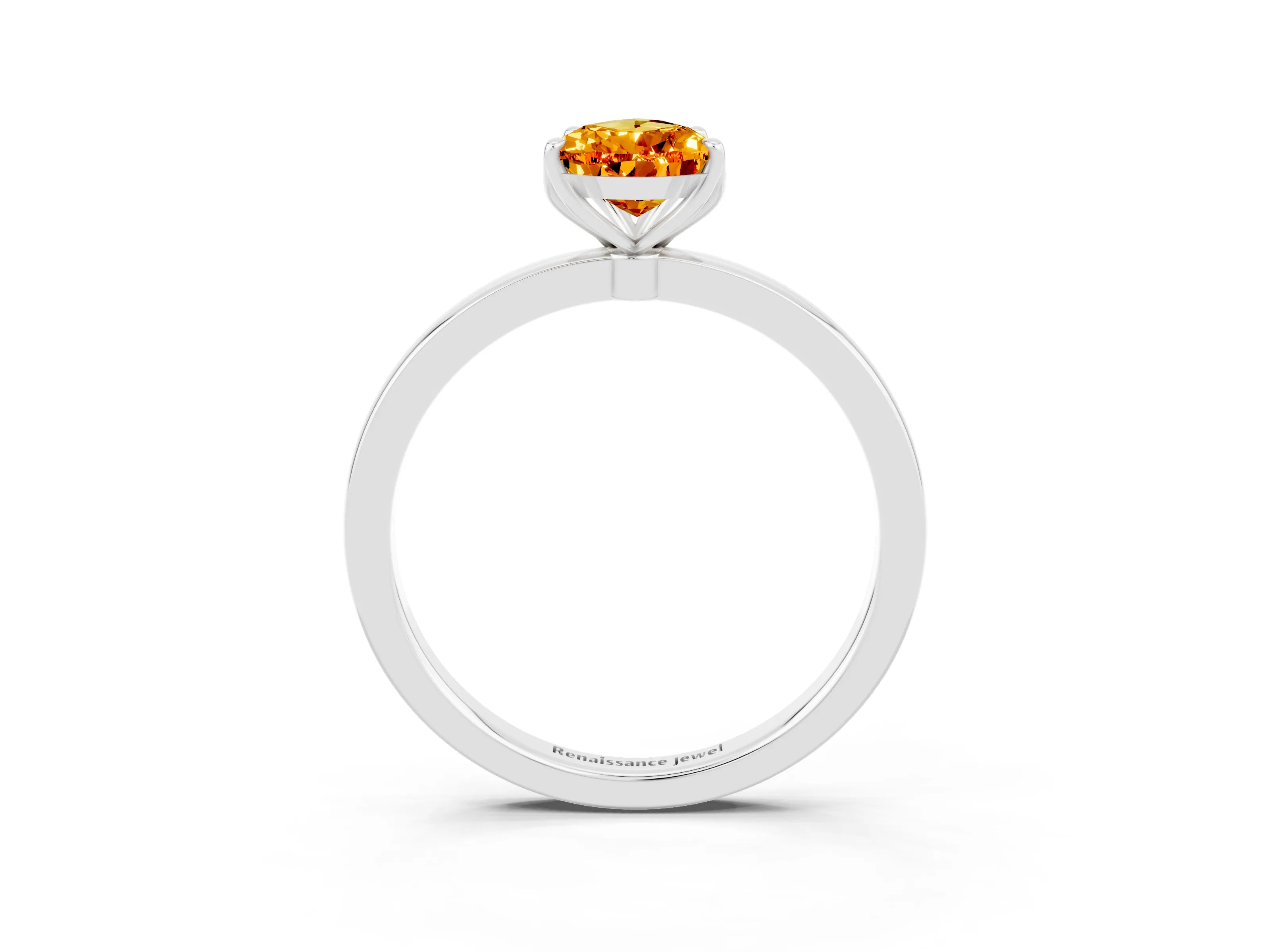 White gold Pear Cut Solitaire Diamond Ring with Thin Band and Four-Prong Setting_3