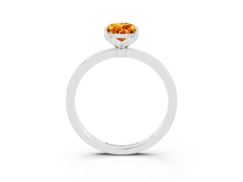 White gold Pear Cut Solitaire Diamond Ring with Thin Band and Four-Prong Setting_3