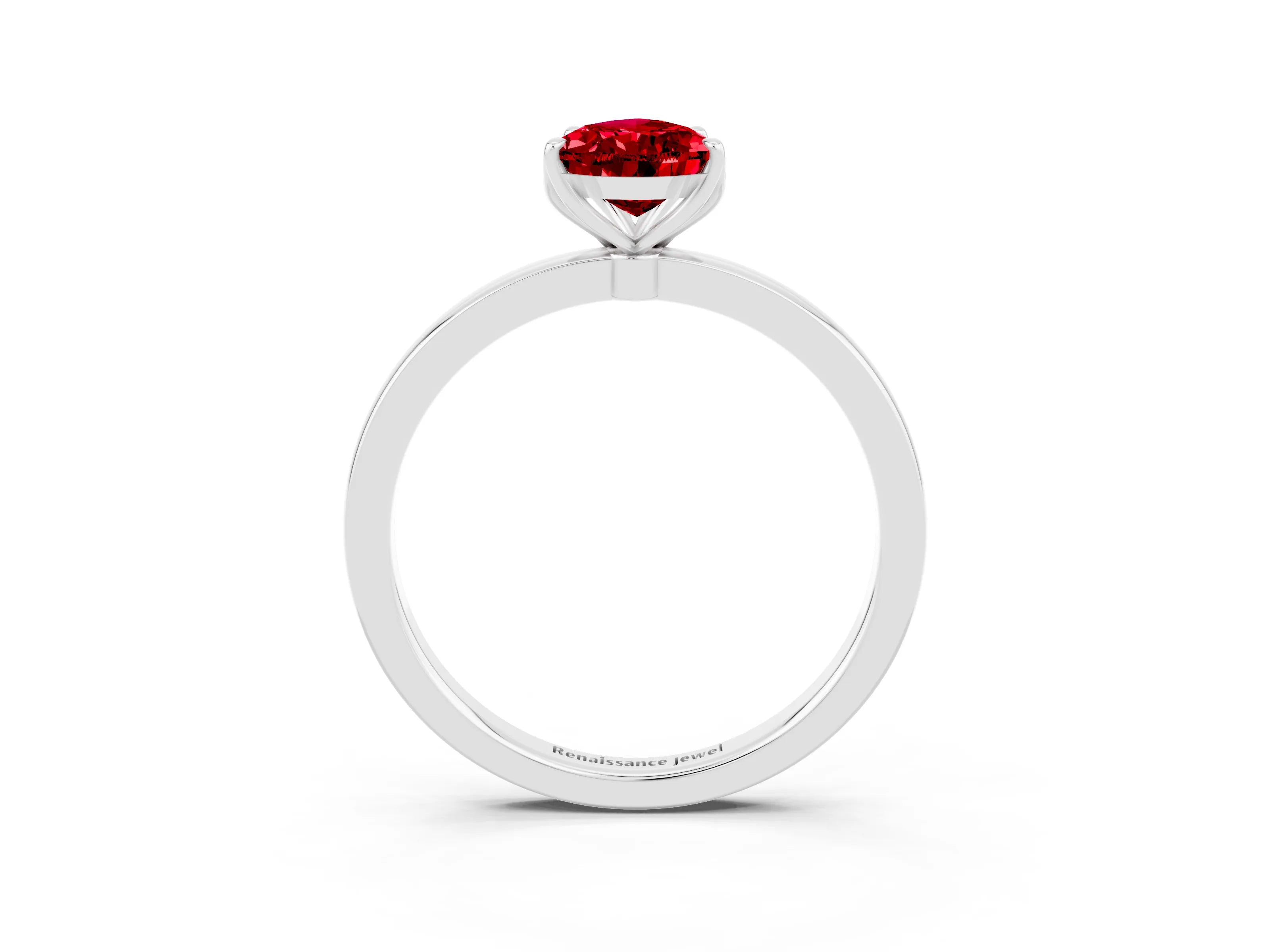 White gold Pear Cut Solitaire Diamond Ring with Thin Band and Four-Prong Setting_3