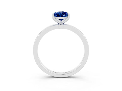 White gold Pear Cut Solitaire Diamond Ring with Thin Band and Four-Prong Setting_3