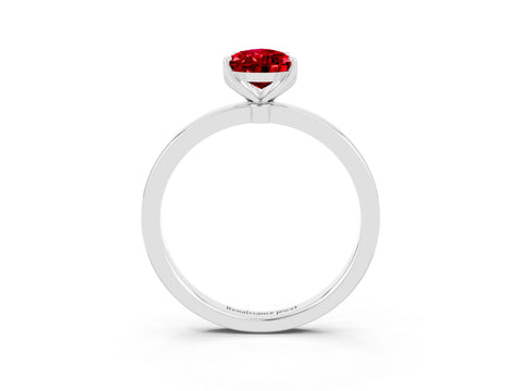 White gold Pear Cut Solitaire Diamond Ring with Thin Band and Four-Prong Setting_3